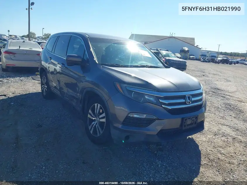 HONDA PILOT 2017, VIN 5FNYF6H31HB021990