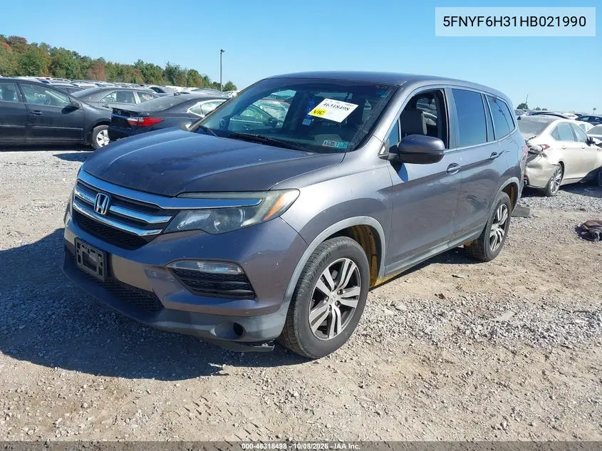 2017 HONDA PILOT VIN 5FNYF6H31HB021990 — фото 2