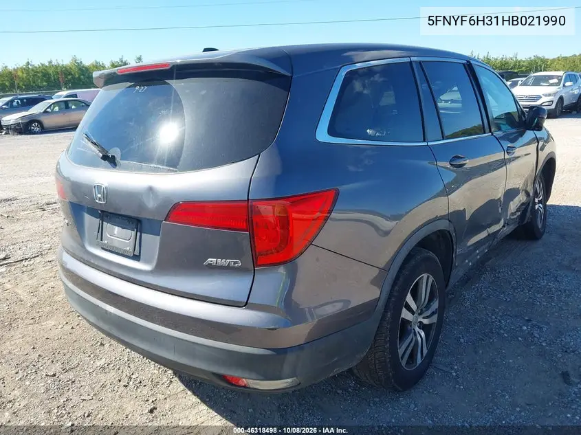 2017 HONDA PILOT VIN 5FNYF6H31HB021990 — фото 4