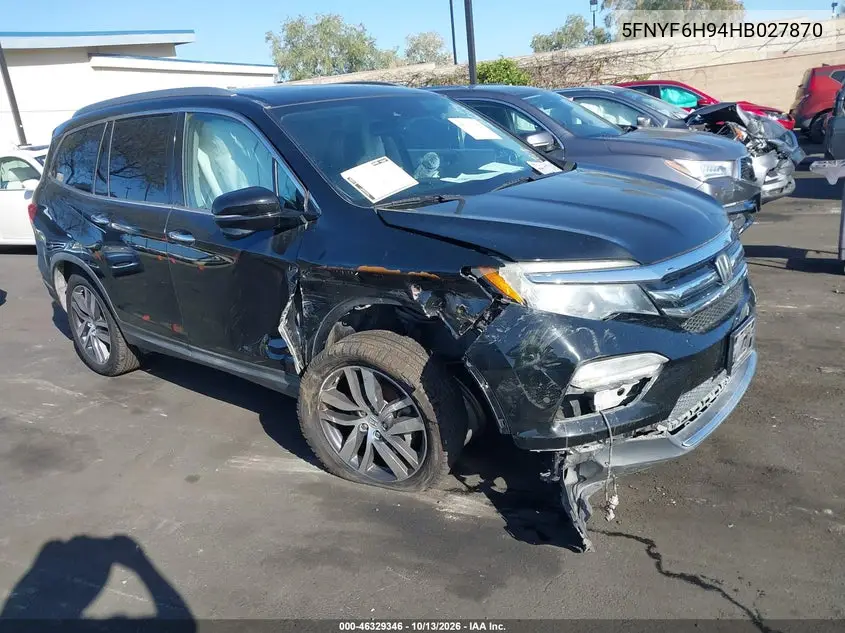 HONDA PILOT 2017, VIN 5FNYF6H94HB027870