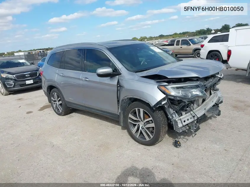 HONDA PILOT 2017, VIN 5FNYF6H00HB010050