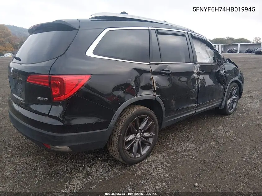 2017 HONDA PILOT VIN 5FNYF6H74HB019945 — фото 4
