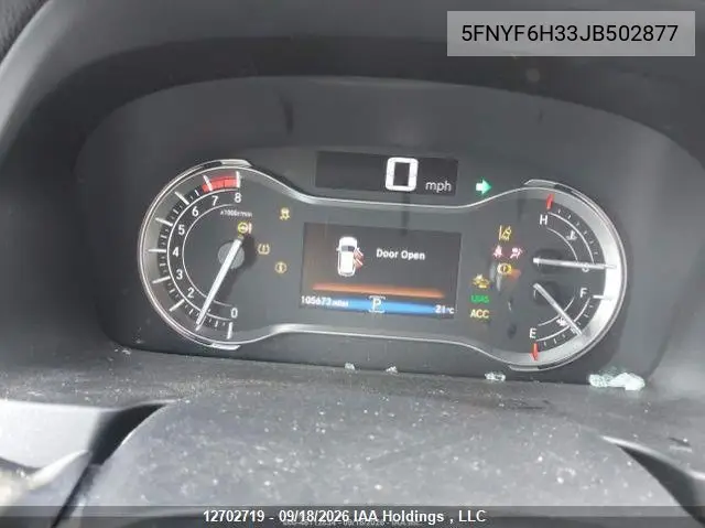 2018 HONDA PILOT VIN 5FNYF6H33JB502877 — фото 8