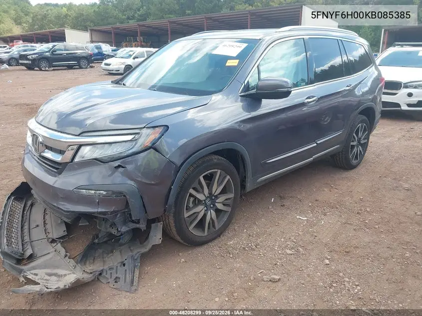 2019 HONDA PILOT VIN 5FNYF6H00KB085385 — фото 2