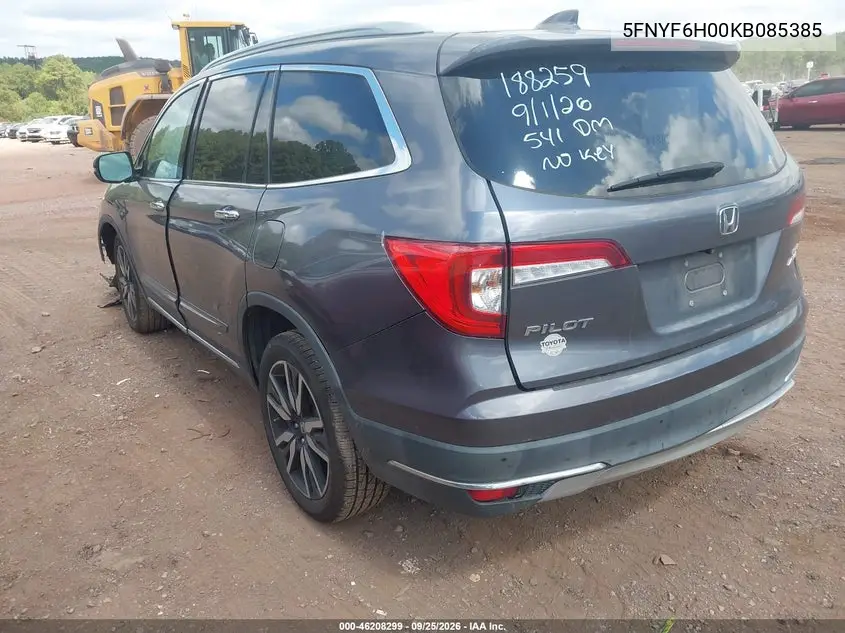 2019 HONDA PILOT VIN 5FNYF6H00KB085385 — фото 3