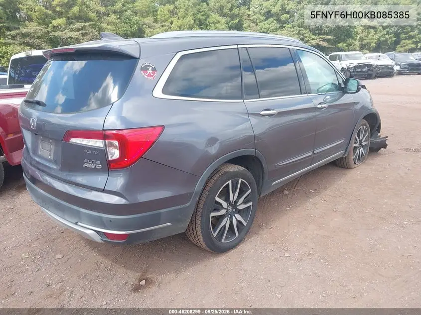 2019 HONDA PILOT VIN 5FNYF6H00KB085385 — фото 4