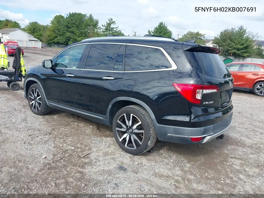 2019 HONDA PILOT VIN 5FNYF6H02KB007691 — фото 3