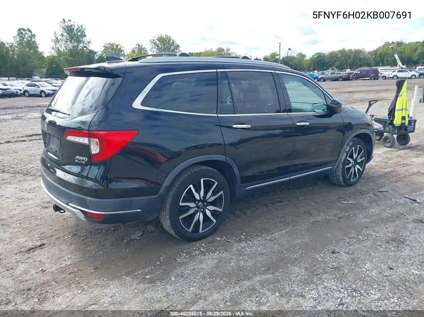 2019 HONDA PILOT VIN 5FNYF6H02KB007691 — фото 4