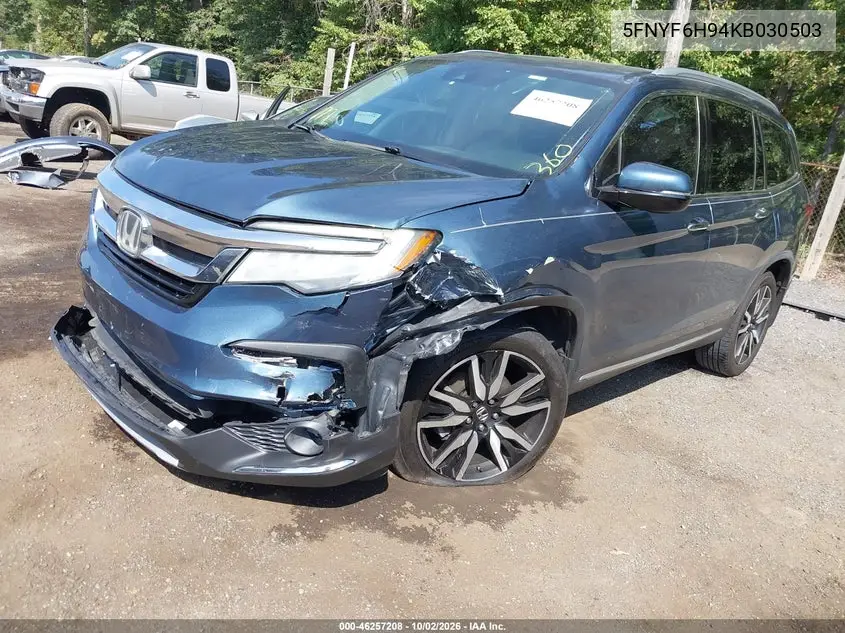 2019 HONDA PILOT VIN 5FNYF6H94KB030503 — фото 2
