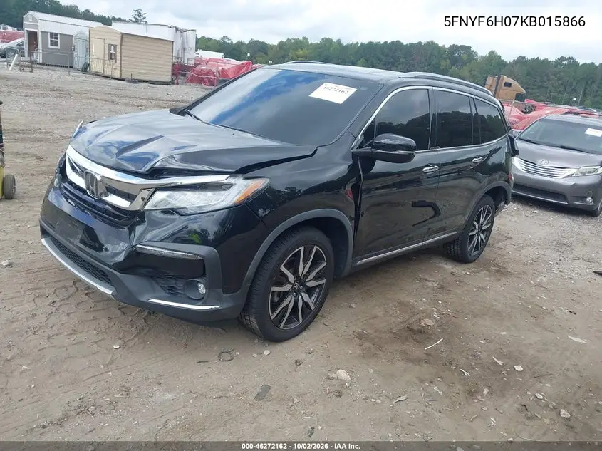 2019 HONDA PILOT VIN 5FNYF6H07KB015866 — фото 2