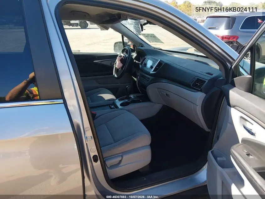 2019 HONDA PILOT VIN 5FNYF5H16KB024111 — фото 5