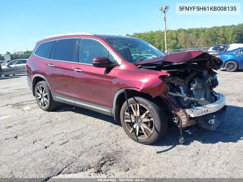 HONDA PILOT 2019, VIN 5FNYF5H61KB008135