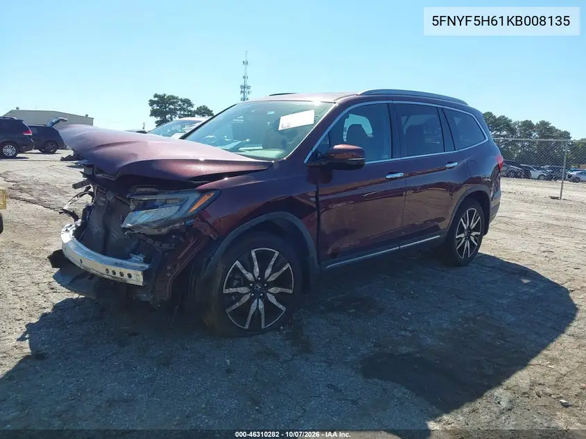 2019 HONDA PILOT VIN 5FNYF5H61KB008135 — фото 2