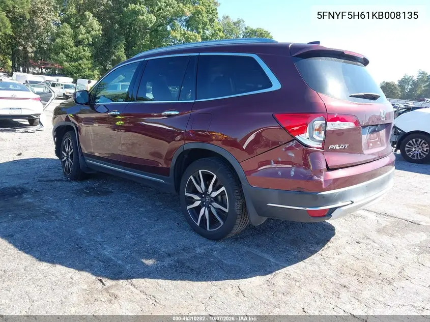 2019 HONDA PILOT VIN 5FNYF5H61KB008135 — фото 3