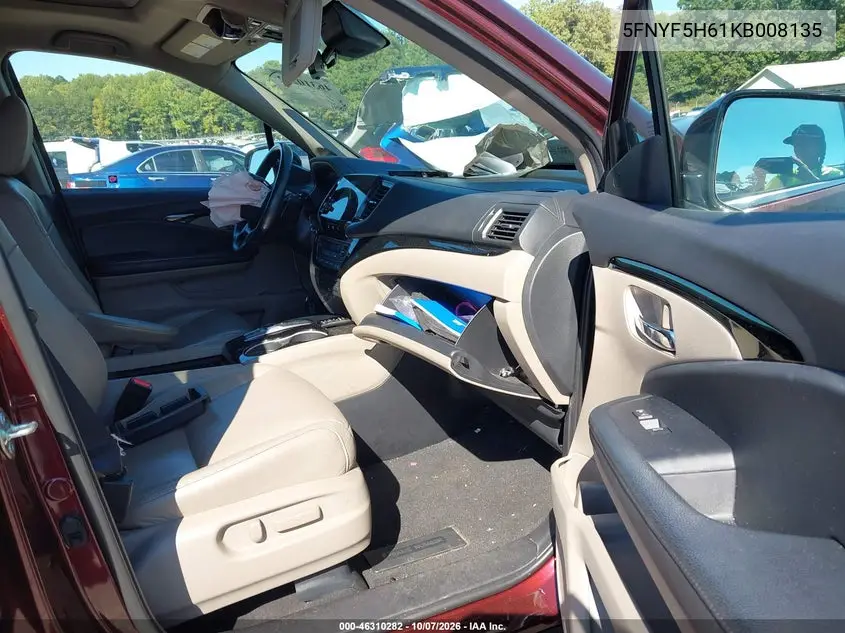 2019 HONDA PILOT VIN 5FNYF5H61KB008135 — фото 5