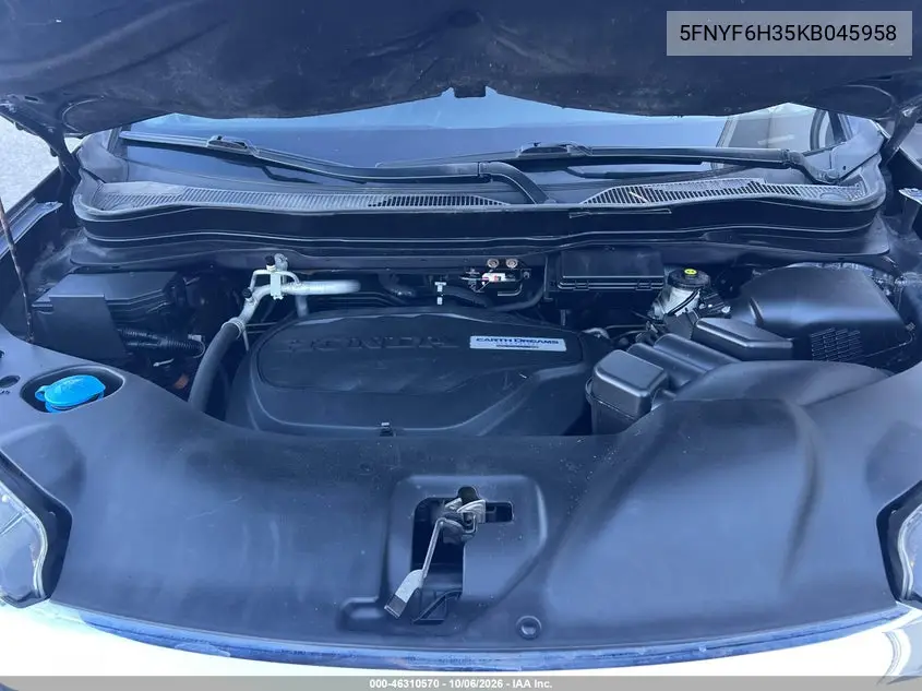 2019 HONDA PILOT VIN 5FNYF6H35KB045958 — фото 10