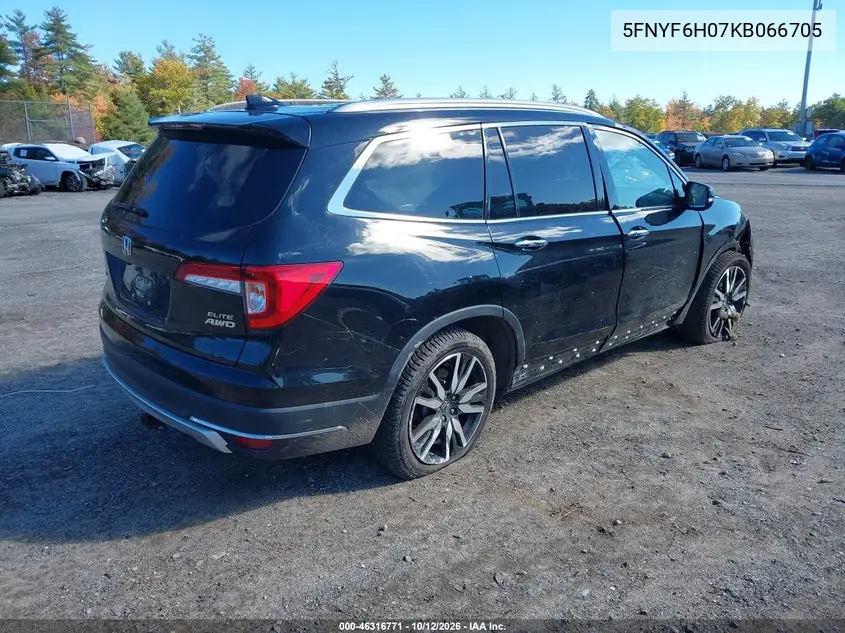 2019 HONDA PILOT VIN 5FNYF6H07KB066705 — фото 4