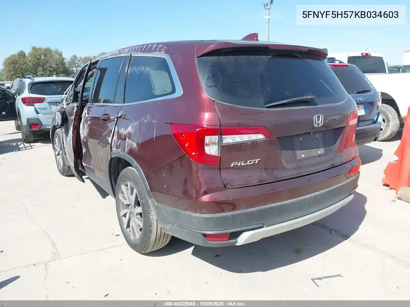2019 HONDA PILOT VIN 5FNYF5H57KB034603 — фото 3