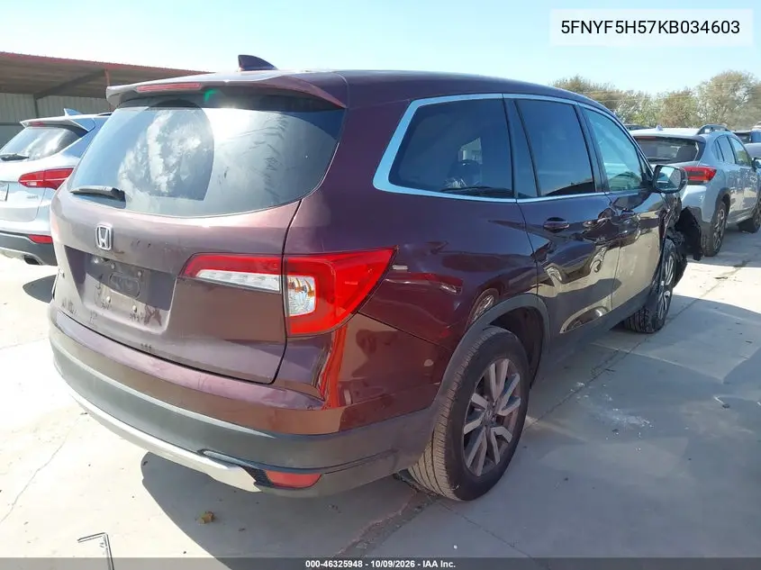 2019 HONDA PILOT VIN 5FNYF5H57KB034603 — фото 4