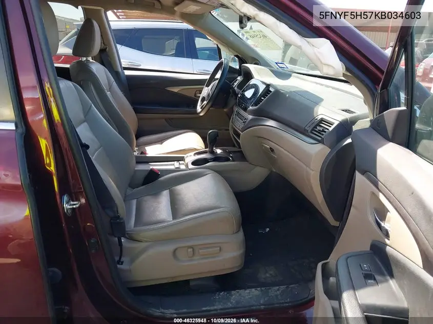 2019 HONDA PILOT VIN 5FNYF5H57KB034603 — фото 5