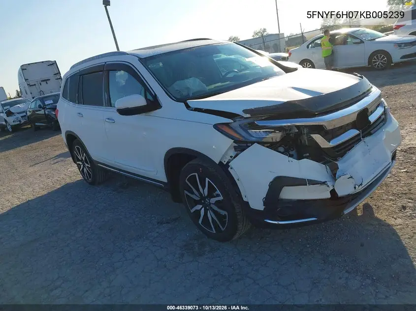 HONDA PILOT 2019, VIN 5FNYF6H07KB005239