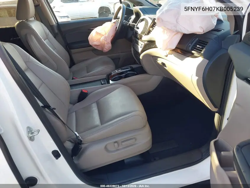 2019 HONDA PILOT VIN 5FNYF6H07KB005239 — фото 5