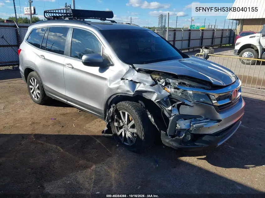 HONDA PILOT 2019, VIN 5FNYF5H53KB040155