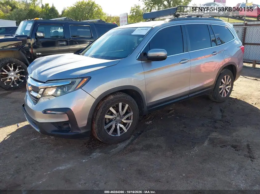 2019 HONDA PILOT VIN 5FNYF5H53KB040155 — фото 2