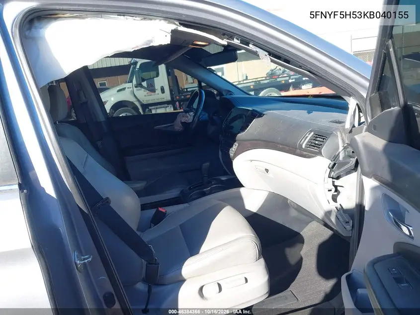 2019 HONDA PILOT VIN 5FNYF5H53KB040155 — фото 5