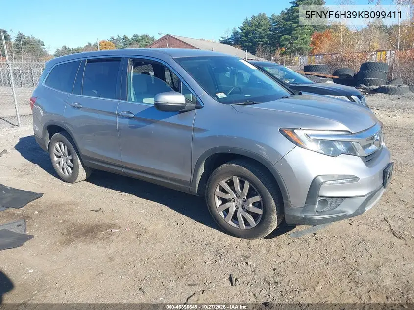 HONDA PILOT 2019, VIN 5FNYF6H39KB099411