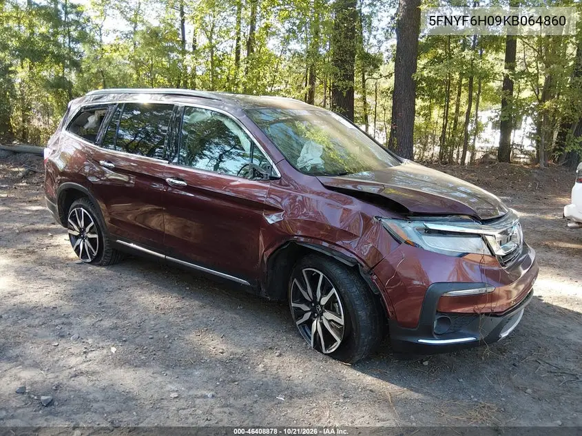 HONDA PILOT 2019, VIN 5FNYF6H09KB064860
