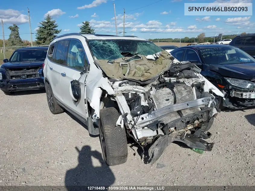 HONDA PILOT 2020, VIN 5FNYF6H66LB502093