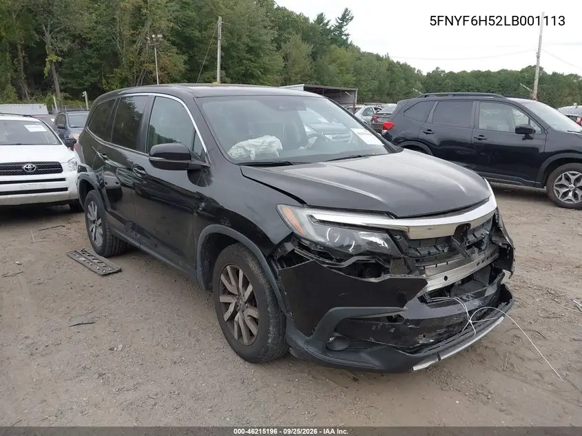 HONDA PILOT 2020, VIN 5FNYF6H52LB001113