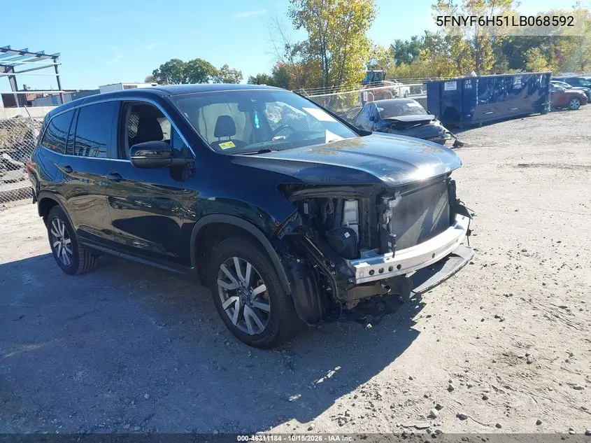 HONDA PILOT 2020, VIN 5FNYF6H51LB068592