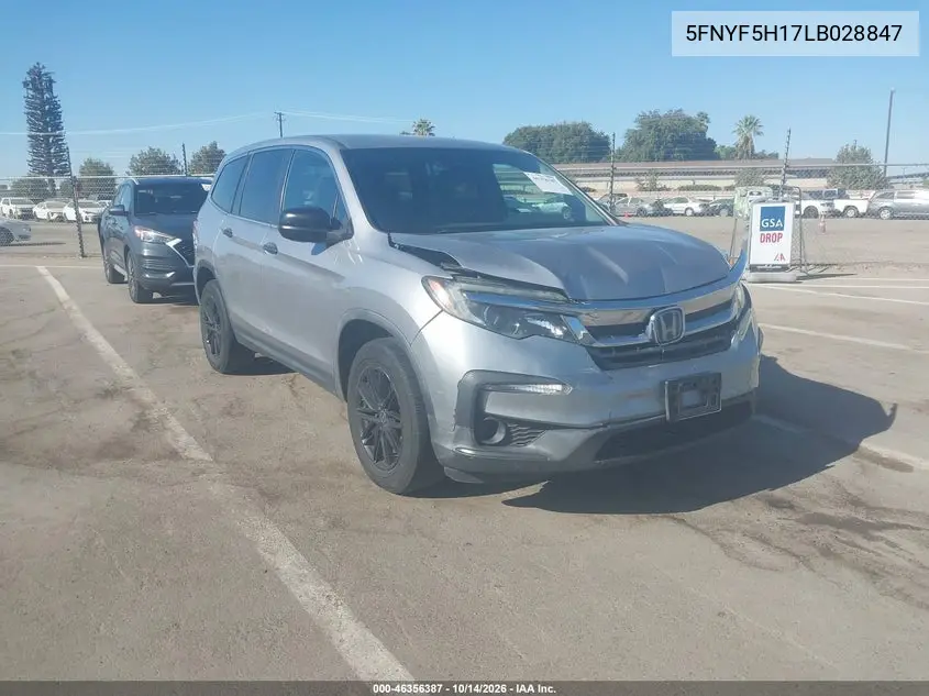 HONDA PILOT 2020, VIN 5FNYF5H17LB028847