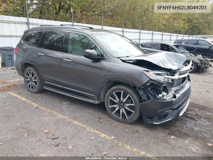 HONDA PILOT 2020, VIN 5FNYF6H02LB049201