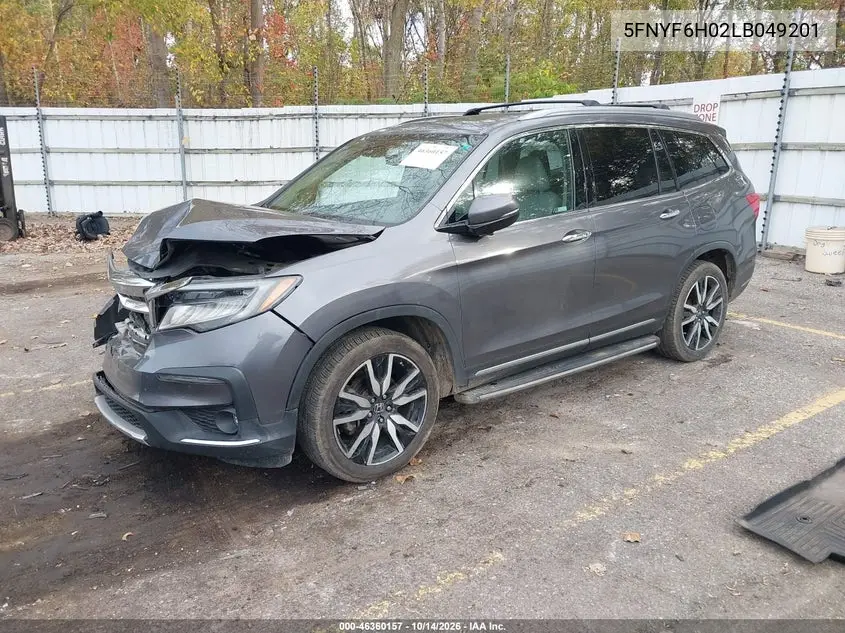 2020 HONDA PILOT VIN 5FNYF6H02LB049201 — фото 2