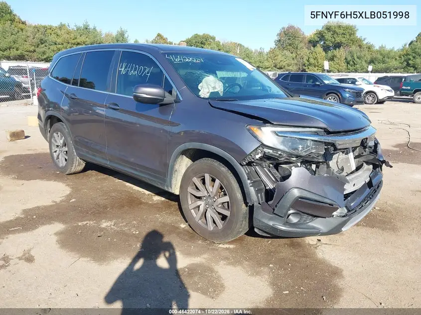 HONDA PILOT 2020, VIN 5FNYF6H5XLB051998