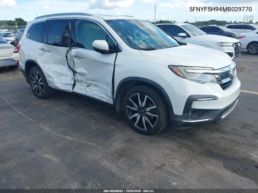 HONDA PILOT 2021, VIN 5FNYF5H94MB029770