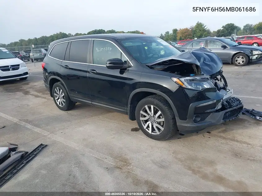 HONDA PILOT 2021, VIN 5FNYF6H56MB061686