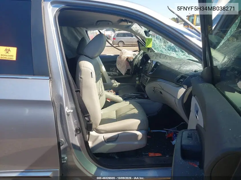 2021 HONDA PILOT VIN 5FNYF5H34MB038271 — фото 5