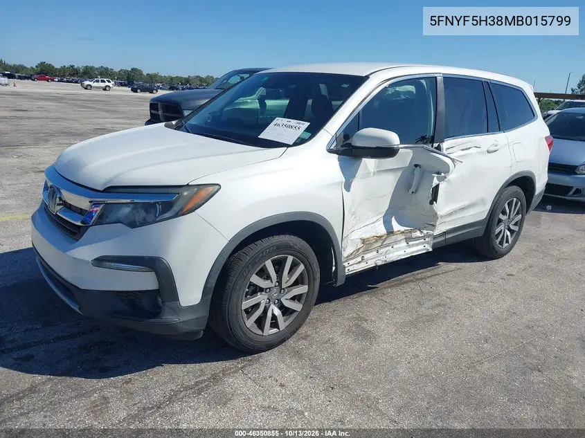 2021 HONDA PILOT VIN 5FNYF5H38MB015799 — фото 2