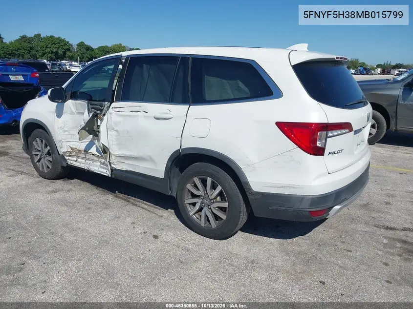 2021 HONDA PILOT VIN 5FNYF5H38MB015799 — фото 3
