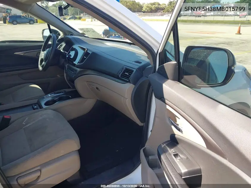 2021 HONDA PILOT VIN 5FNYF5H38MB015799 — фото 5