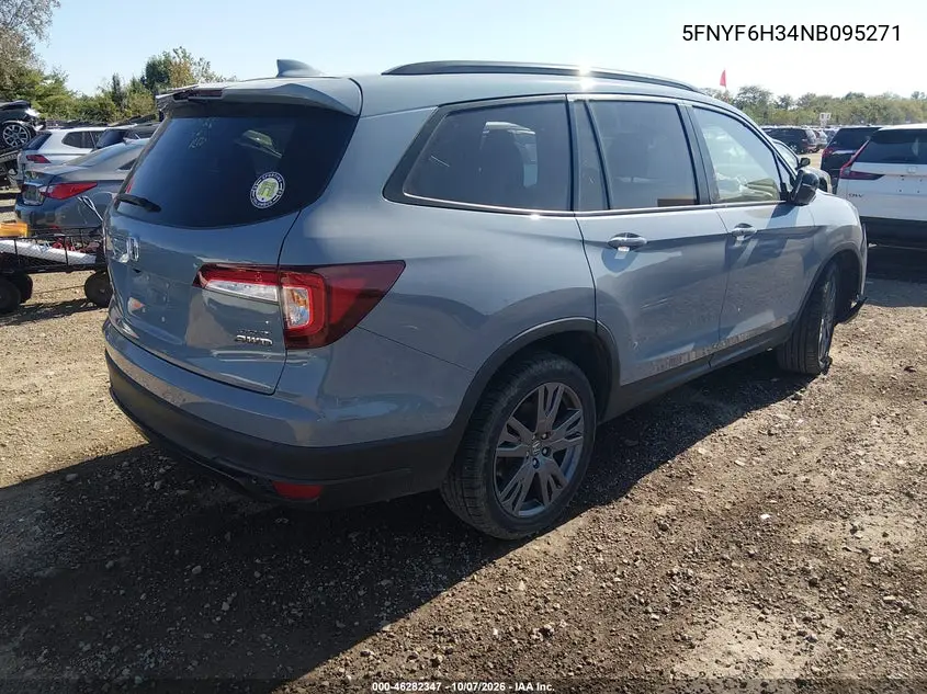 2022 HONDA PILOT VIN 5FNYF6H34NB095271 — фото 4