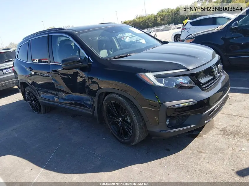 HONDA PILOT 2022, VIN 5FNYF5H23NB003844