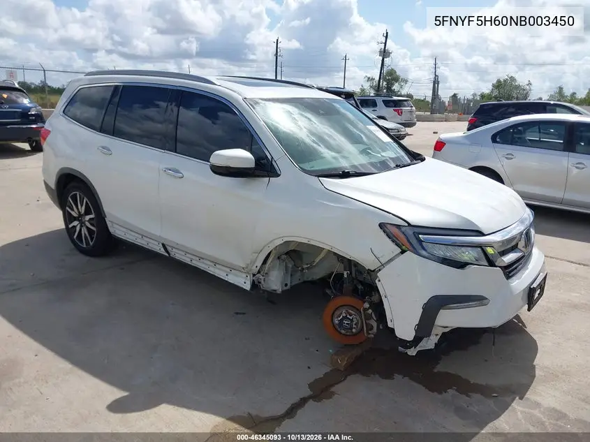 HONDA PILOT 2022, VIN 5FNYF5H60NB003450