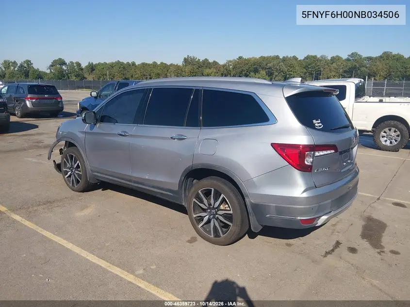 2022 HONDA PILOT VIN 5FNYF6H00NB034506 — фото 3