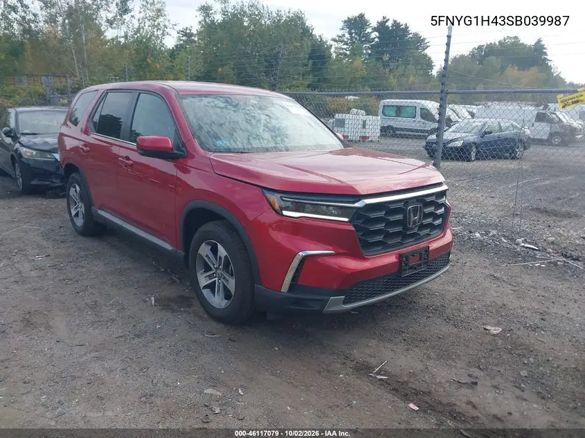 HONDA PILOT 2025, VIN 5FNYG1H43SB039987