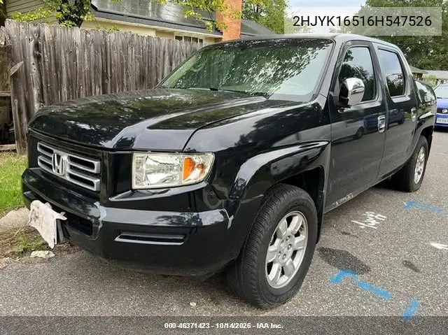 HONDA RIDGELINE 2006, VIN 2HJYK16516H547526